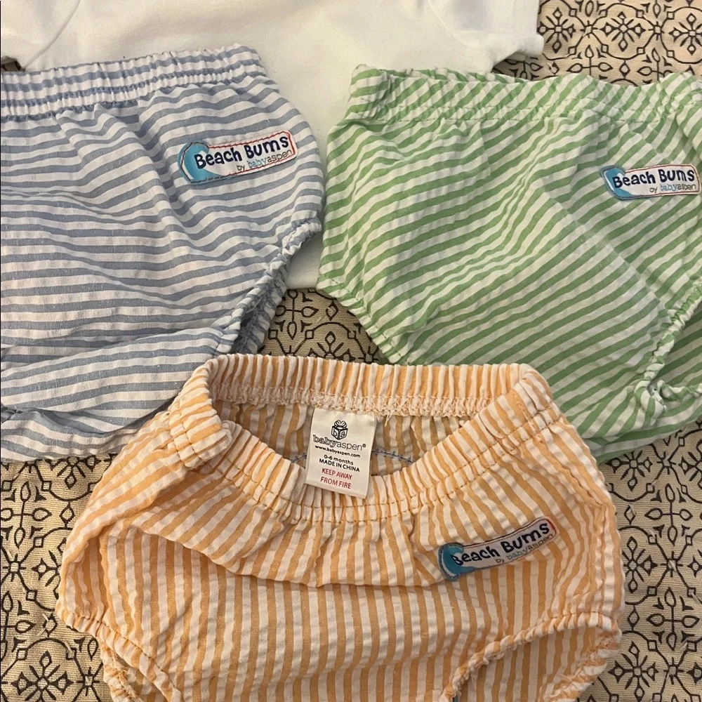 Carter's White Bodysuit with Striped Diaper Covers